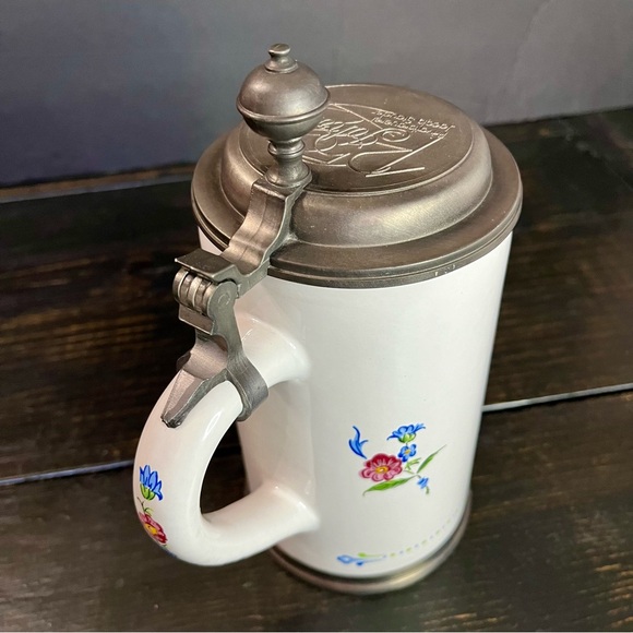 Tin Hinged Lid German Stein Marked Erbo Zinn On Back Front Inscription 125 Yr - Picture 9 of 15